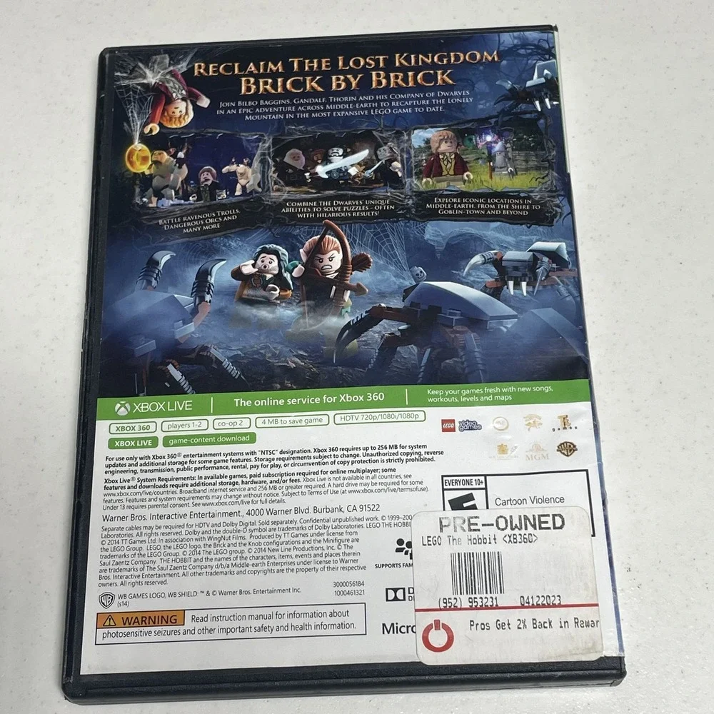 LEGO The Hobbit Xbox 360 Complete Video Game Tested Works Adventure Family E10+